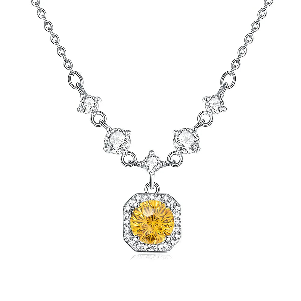 MuShan Jewelry 925 Sterling Silver Necklace Pendant Chain HCD Gemstones Bridal Shower Minimalist Style Women Necklaces Jewelry