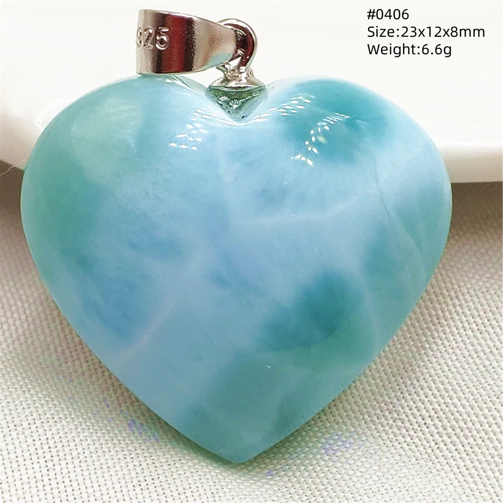 Natural Blue Larimar Heart Pendant Necklace Gemstone Women Men Larimar 17.5*19mm 18K Gold Love Larimar Fashion Jewelry AAAAAA