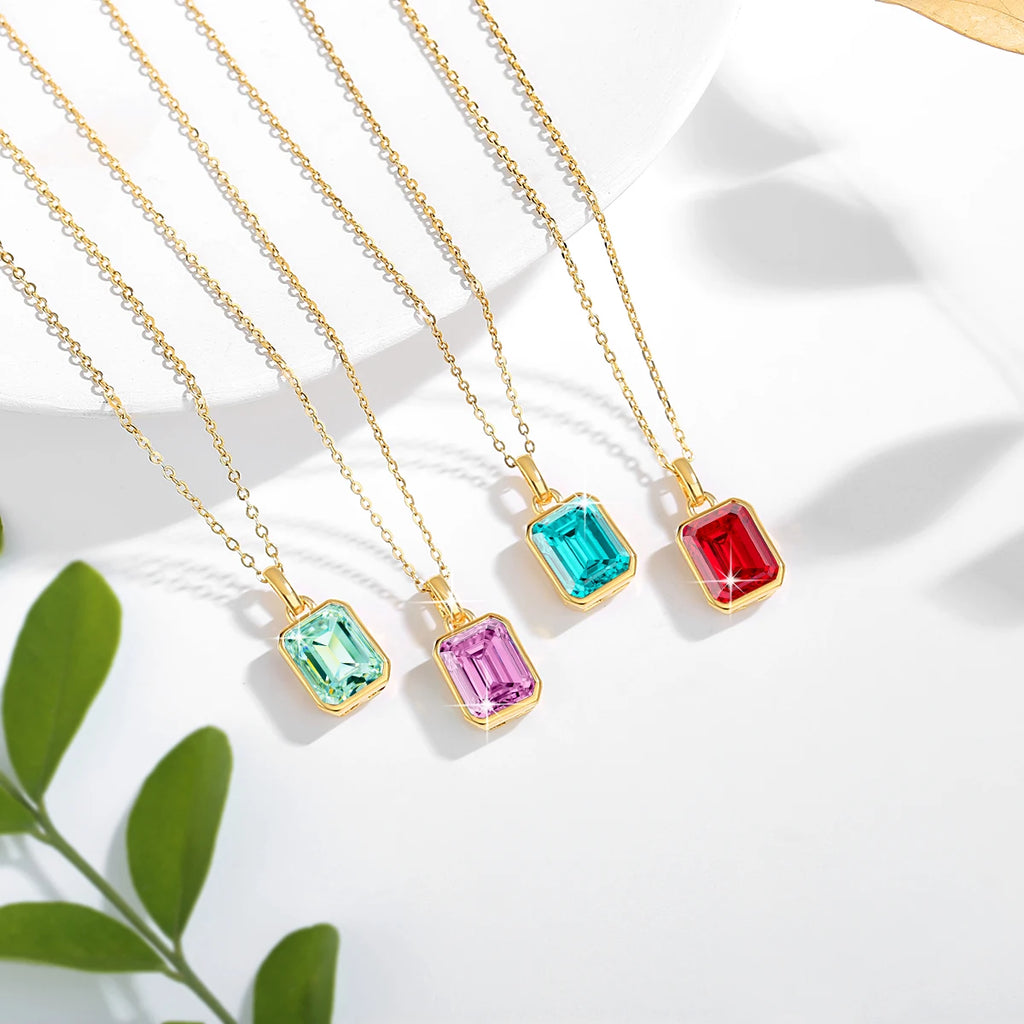 18K Gold 4CT Lab Grown Ruby Sapphire Necklace Au750 Lab Grown Emerald Pendant 100% Genuine for Women Man Anniversary Fine Jewelr
