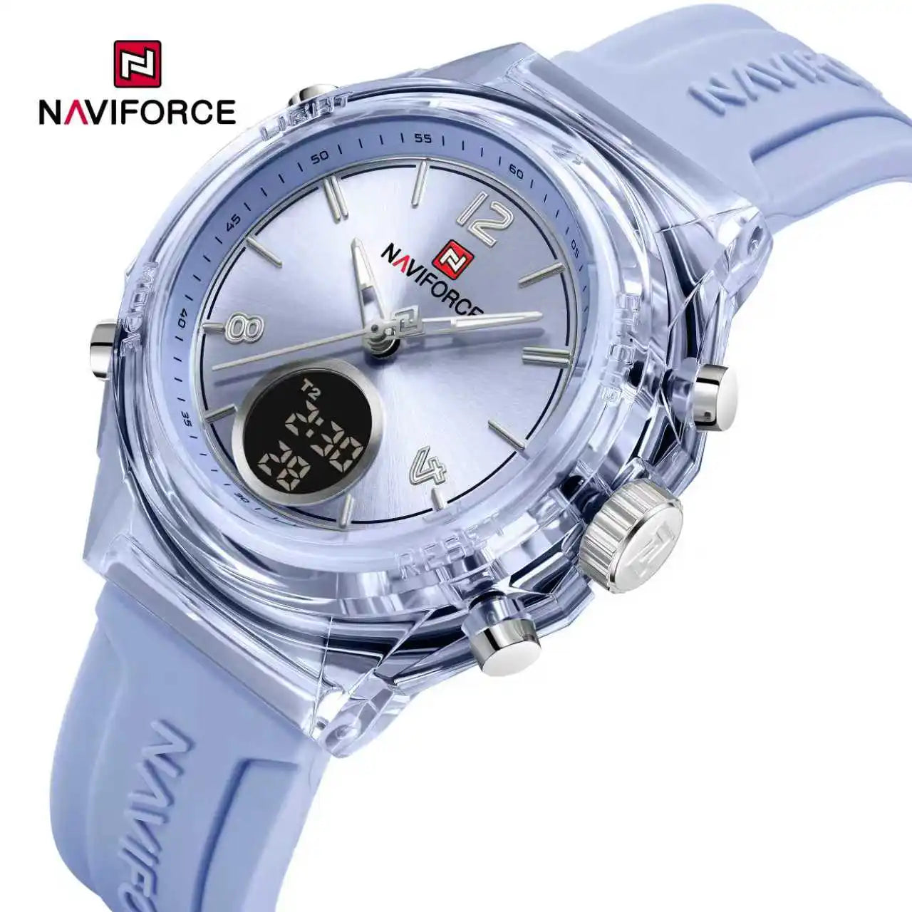 NAVIFORCE Top Brand Women's Watch Outdoor Sports Waterproof Watches Dual Time Display Quartz Wristwatches Rubber Digital Clock