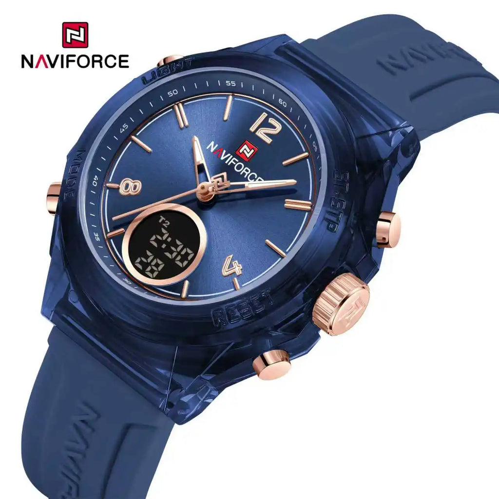 NAVIFORCE Top Brand Women's Watch Outdoor Sports Waterproof Watches Dual Time Display Quartz Wristwatches Rubber Digital Clock