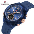 NAVIFORCE Top Brand Women's Watch Outdoor Sports Waterproof Watches Dual Time Display Quartz Wristwatches Rubber Digital Clock