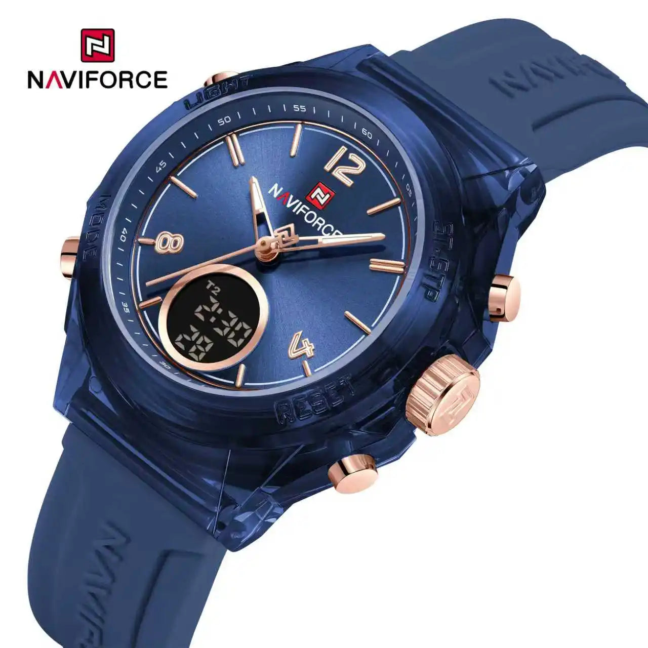NAVIFORCE Top Brand Women's Watch Outdoor Sports Waterproof Watches Dual Time Display Quartz Wristwatches Rubber Digital Clock