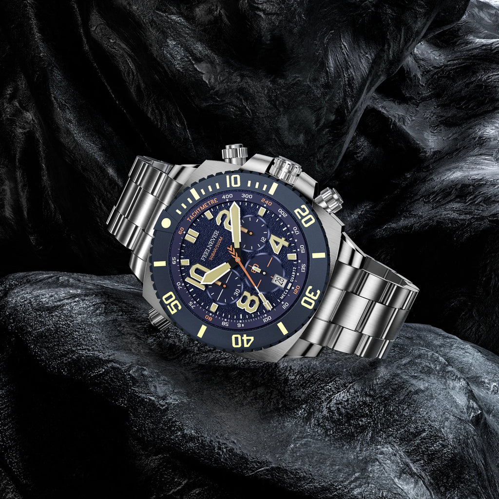 FeelNever Sport Automatic Movement Quartz Watch Stainless Steel Sapphire Crystal Watches Men 500M Waterproof Clocks Reloj Hombre