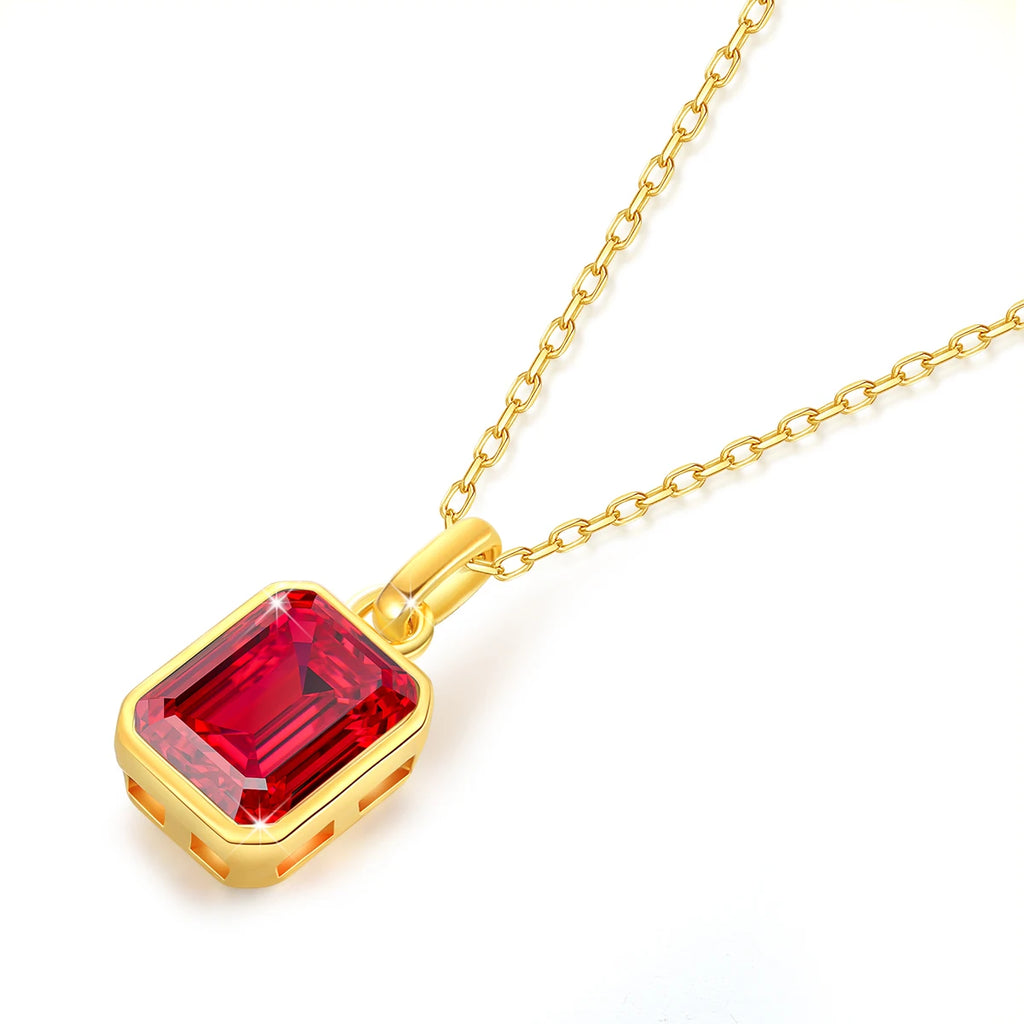 18K Gold 4CT Lab Grown Ruby Sapphire Necklace Au750 Lab Grown Emerald Pendant 100% Genuine for Women Man Anniversary Fine Jewelr