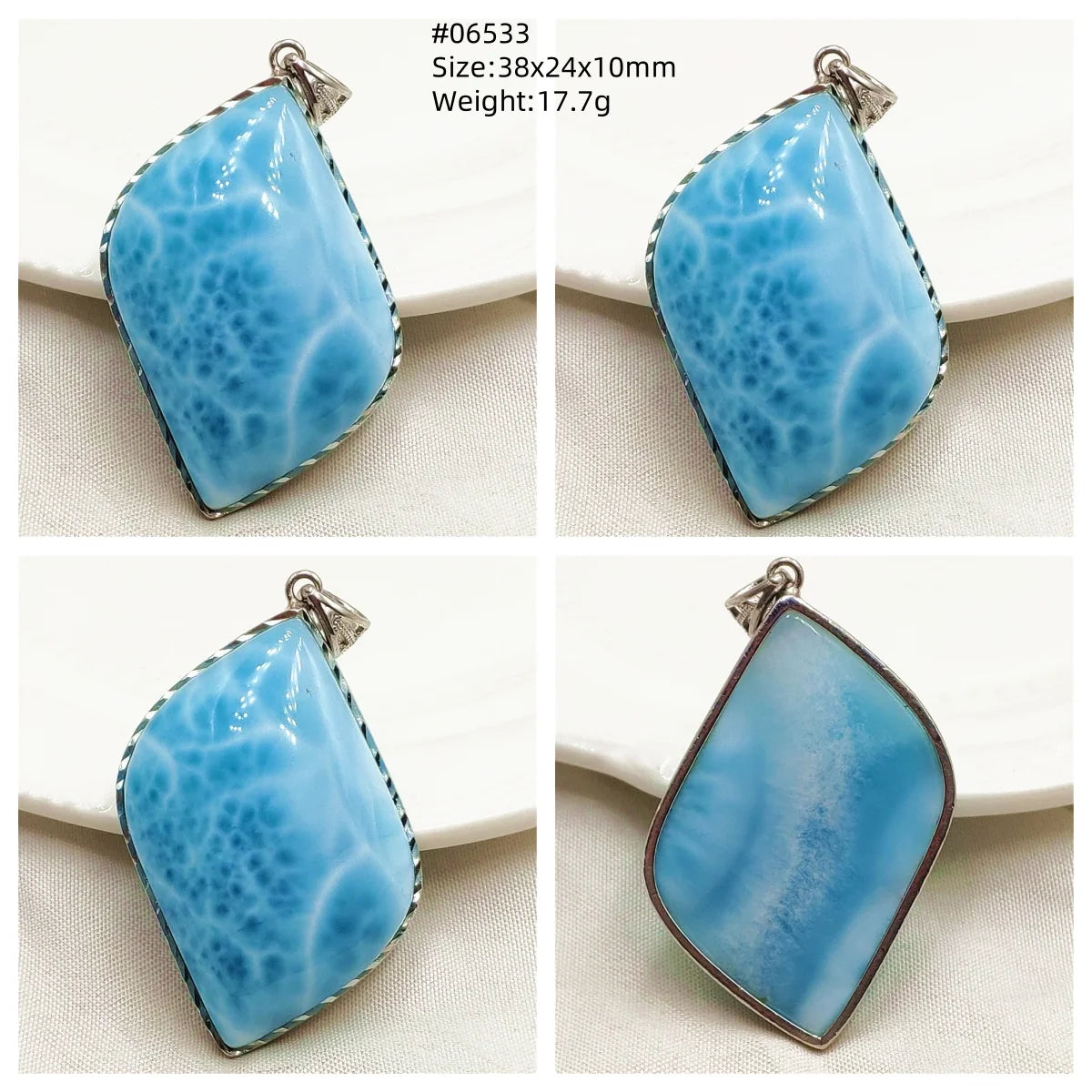 Natural Blue Larimar Heart Pendant Necklace Gemstone Women Men Larimar 17.5*19mm 18K Gold Love Larimar Fashion Jewelry AAAAAA