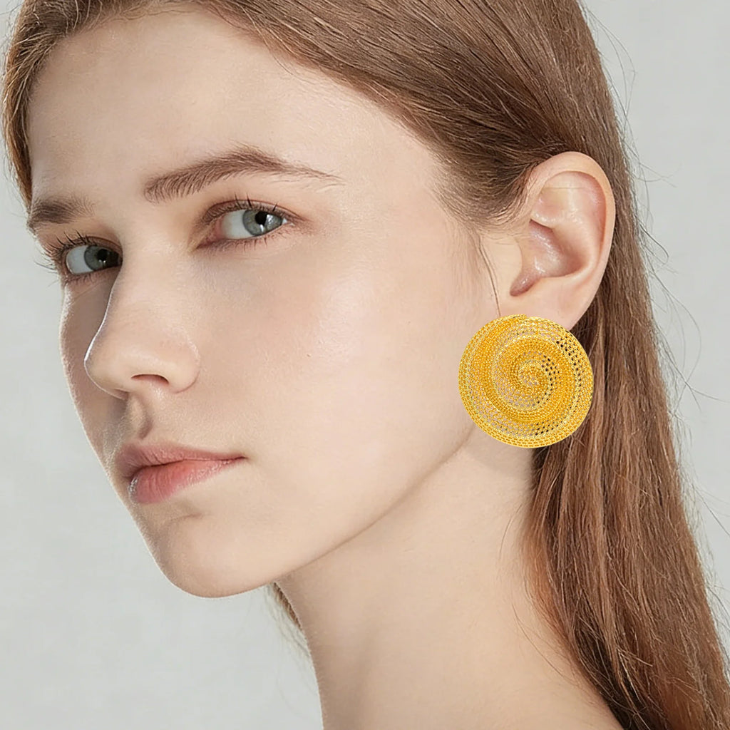 YTJX Hollow Circular Rotating Geometric Big Earrings Exaggerated Jewelry Accessories Daily Wear As Valentine's Day Gift For Wome