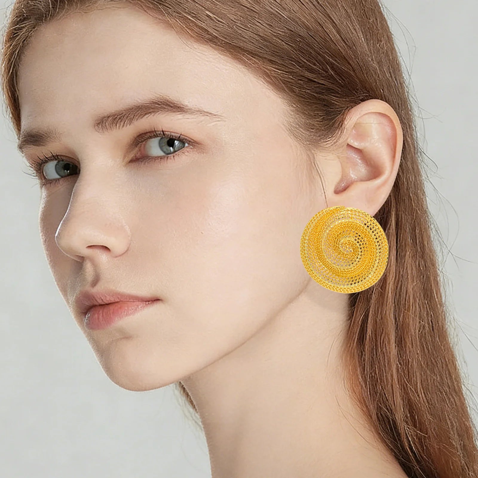 YTJX Hollow Circular Rotating Geometric Big Earrings Exaggerated Jewelry Accessories Daily Wear As Valentine's Day Gift For Wome