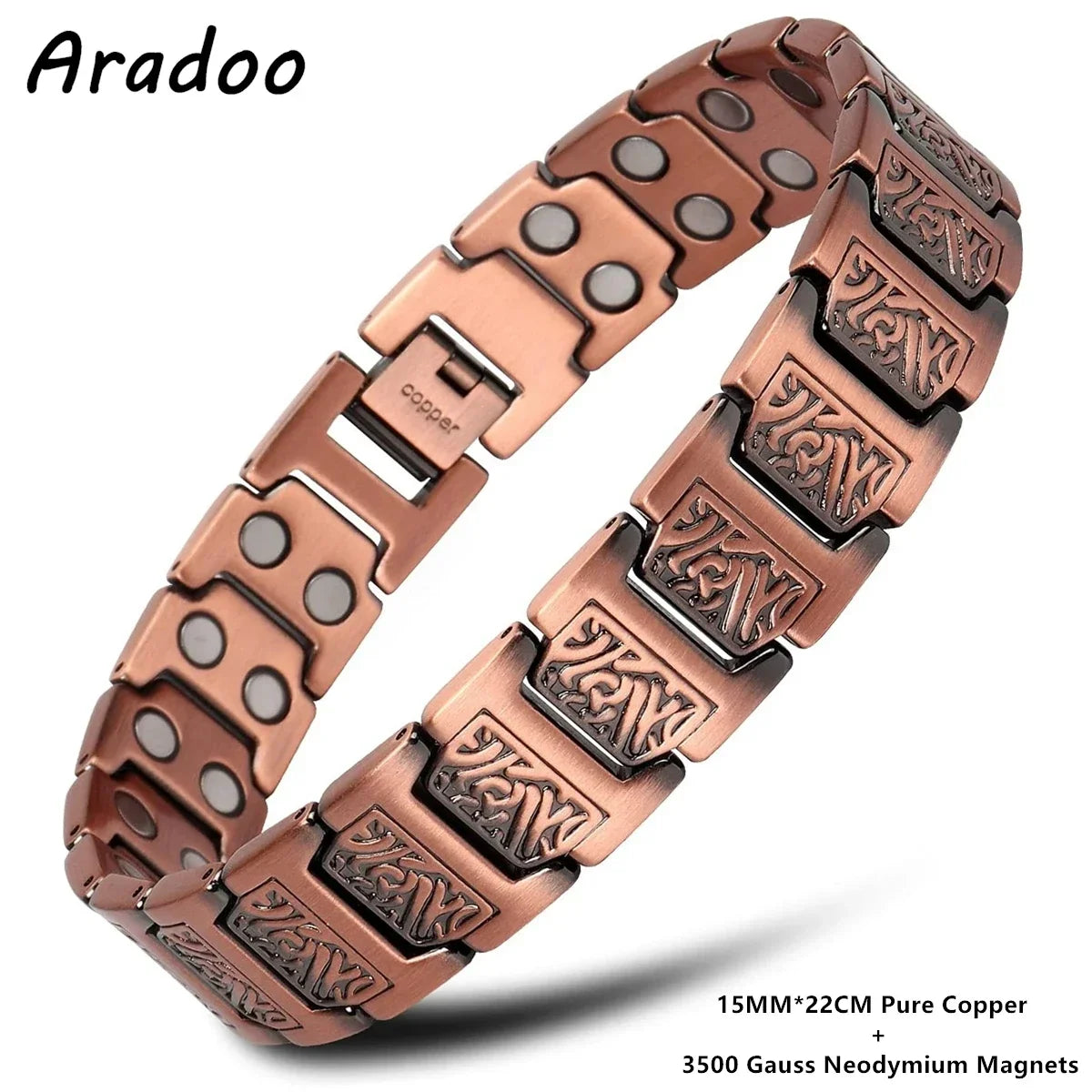 ARADOO Pure Copper Magnetic Bracelets for Men with Double-Row Strong Magnets Bracelet Jewelry Gifts