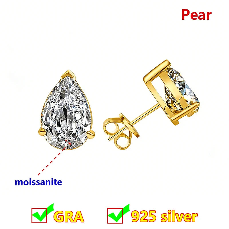 Premium 0.5ct-2ct Moissanite Earring For Women Classic Original 925 Sterling Silver Jewelry Moissanite Diamond Stud Earring