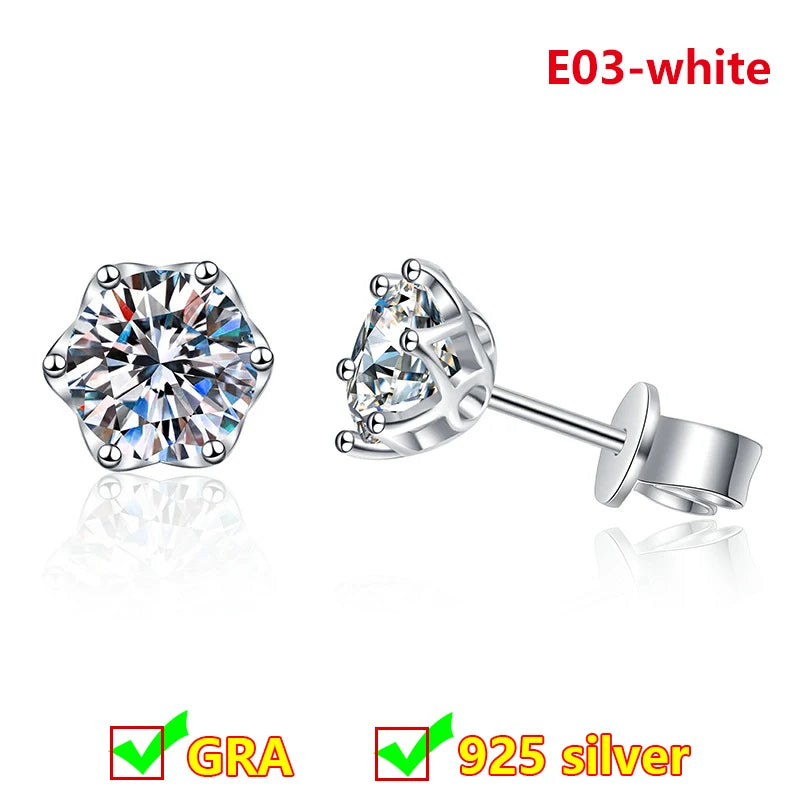 Premium 0.5ct-2ct Moissanite Earring For Women Classic Original 925 Sterling Silver Jewelry Moissanite Diamond Stud Earring