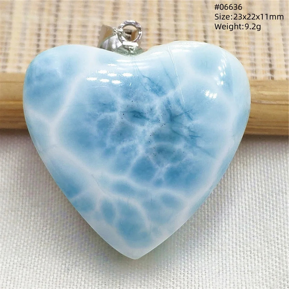 Natural Blue Larimar Heart Pendant Necklace Gemstone Women Men Larimar 17.5*19mm 18K Gold Love Larimar Fashion Jewelry AAAAAA