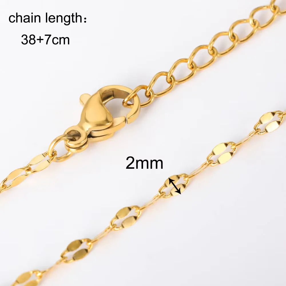 10pcs/Lot 45cm Stainless Steel 304 Link Necklace For Women Jewelry Making Accessories Diy Handmade Supplies Golden Silvery Chain