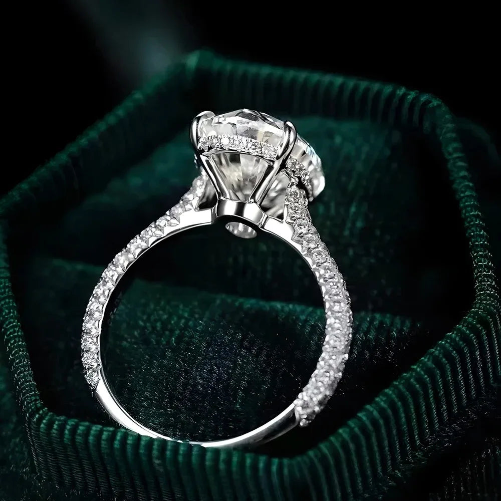 GXTRS Luxury 8CT Oval Cut Full Moissanite Ring S925 Silver For Women Sparkling Lab Diamond Wedding Band Fine Jewelry Certificate