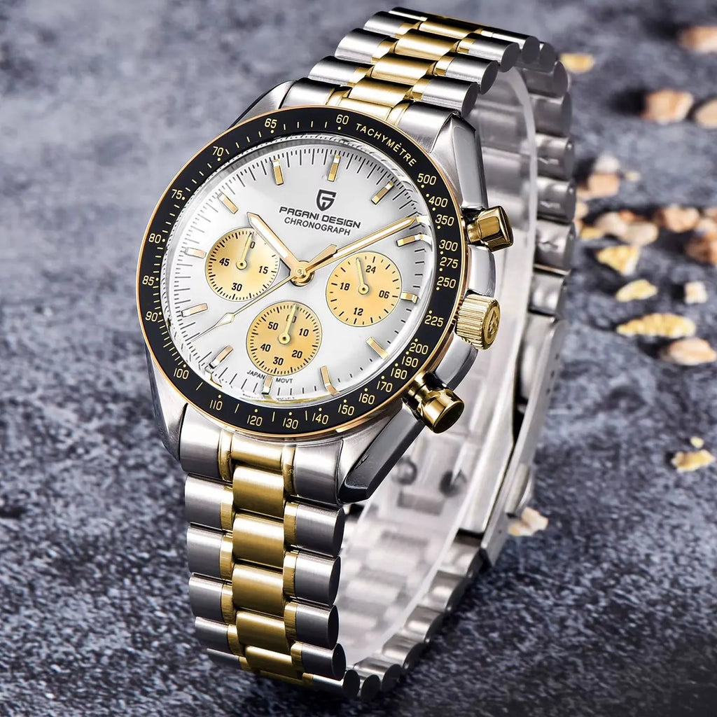 PAGANI DESIGN Silver Gold Moon Watches Luxury Quartz Watch For Men Auto Date Chronograph AR Sapphire crystal watch Men 2025 New