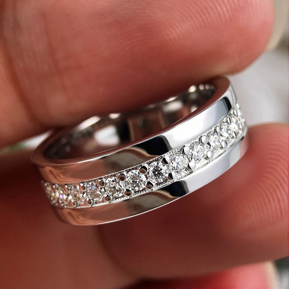 HORRIPAL D VVS1 Moissanite Ring for Men Woman 100% S925 Sterling Silver GRA Certified Party Band Waterproof Hiphop Cuban Jewelry