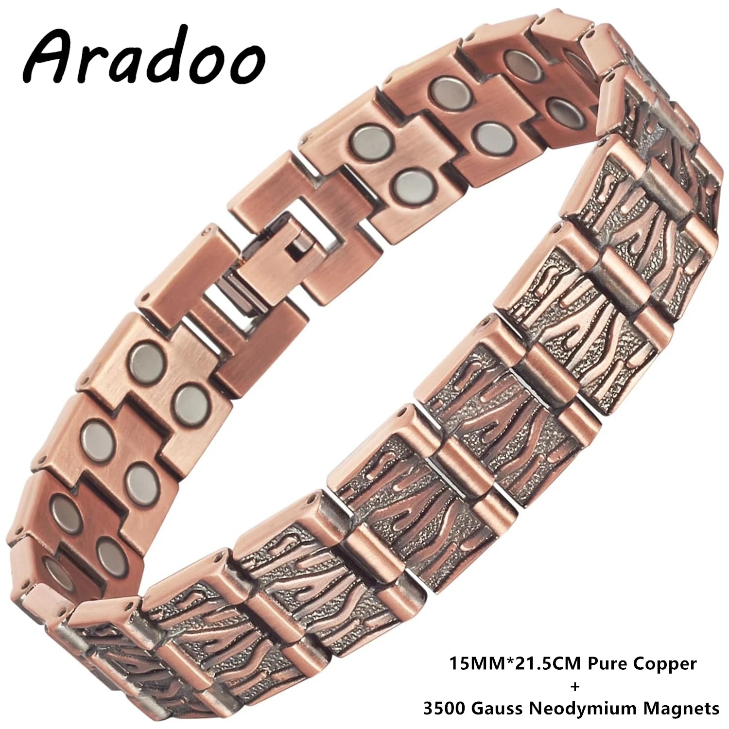 ARADOO Pure Copper Magnetic Bracelets for Men with Double-Row Strong Magnets Bracelet Jewelry Gifts