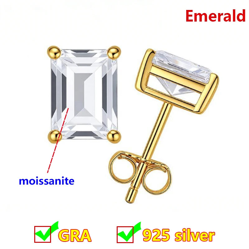 Premium 0.5ct-2ct Moissanite Earring For Women Classic Original 925 Sterling Silver Jewelry Moissanite Diamond Stud Earring
