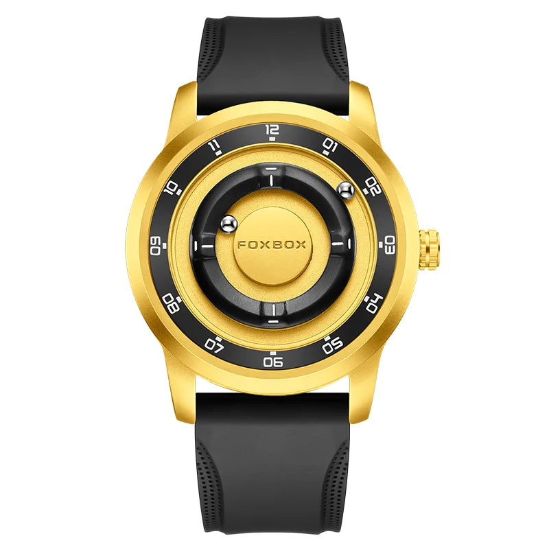 FOXBOX Watch Personalized Fashion Floating Magnetic Pointer Free Ball Bearing Creative Simple Waterproof Quartz Watch for Men