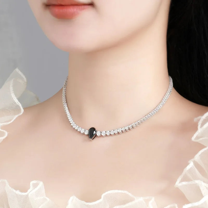 HORRIPAL DVVS1 3 Claws Pear Moissanite Necklace for Women 925 sterling Silver GRA Certified Elegant Luxury Wedding Fine Jewelry