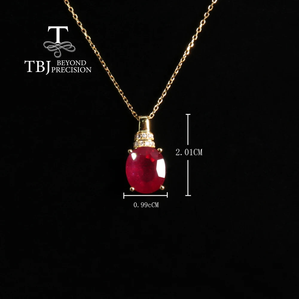 S925 Silver Luxury Large Gem natural Filled Ruby pendant necklace for women Anniversary & Engagement & banquet gift