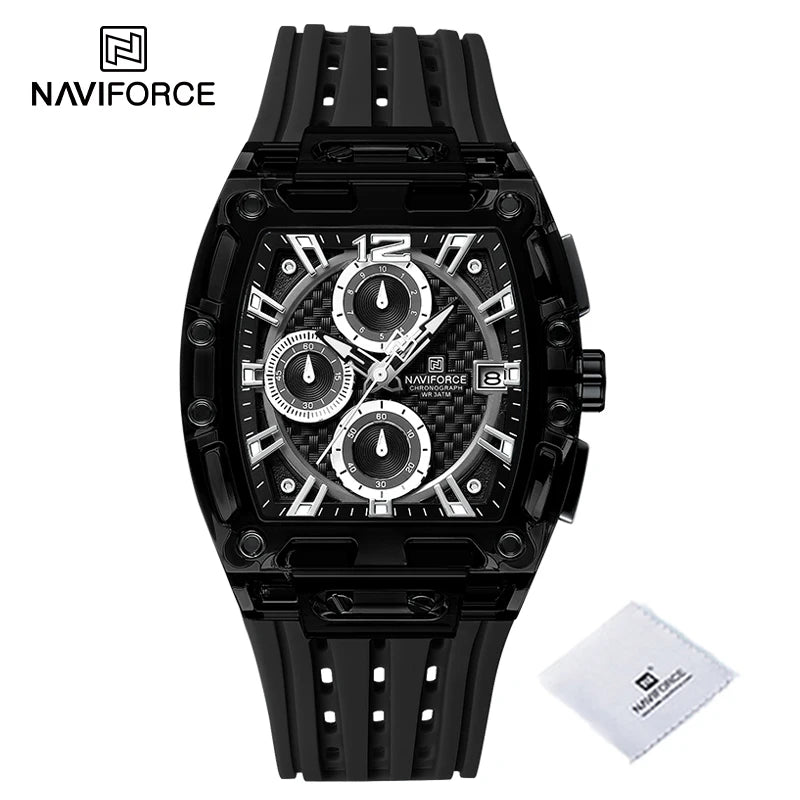 High Quality NAVIFORCE Watches for Man Silica Strap 50M Waterproof Sport Male Clock Casual Quartz Date Display Men's Chronograph