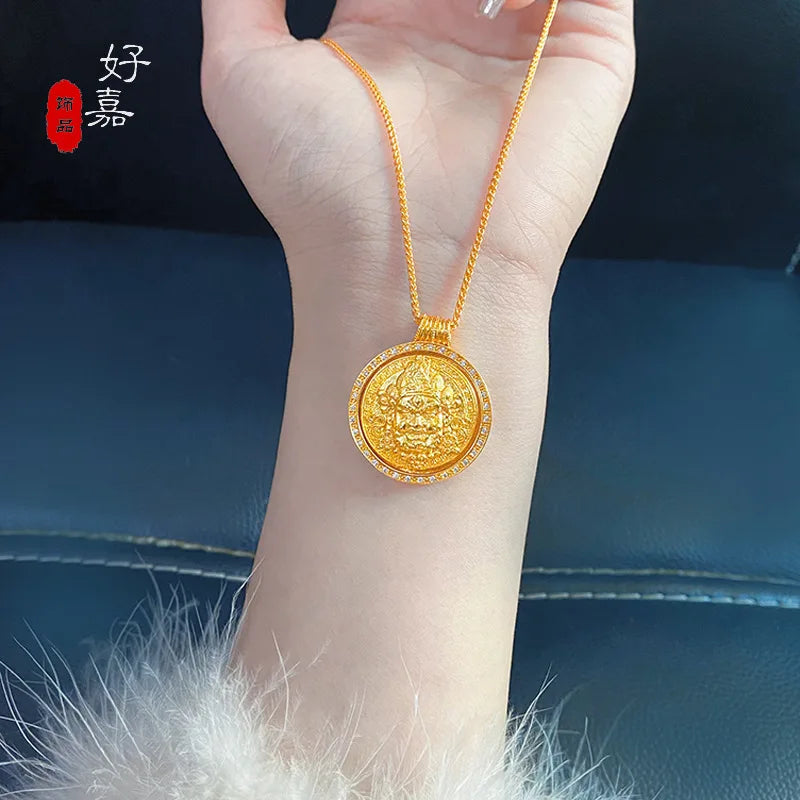 High end women's necklace, 9999 24K real goldGod of Wealth style, luxurious jewelry with a high-end feel