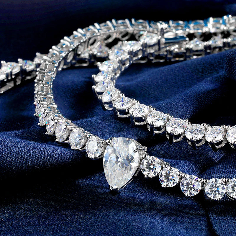 HORRIPAL DVVS1 3 Claws Pear Moissanite Necklace for Women 925 sterling Silver GRA Certified Elegant Luxury Wedding Fine Jewelry