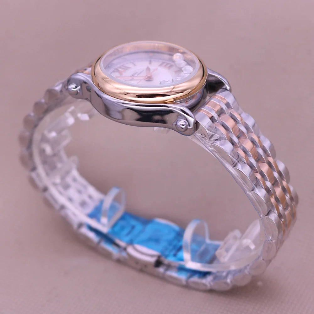 Women's Watch Japan Quartz Hours Fine Fashion Dress Clock Real Leather Luxury Happy Moving Rhinestones Girl's Gift