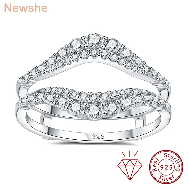 Newshe Certified Moissanite 925 Sterling Silver Ring Enhancer for Women Engagement Wedding Band Size 5-10