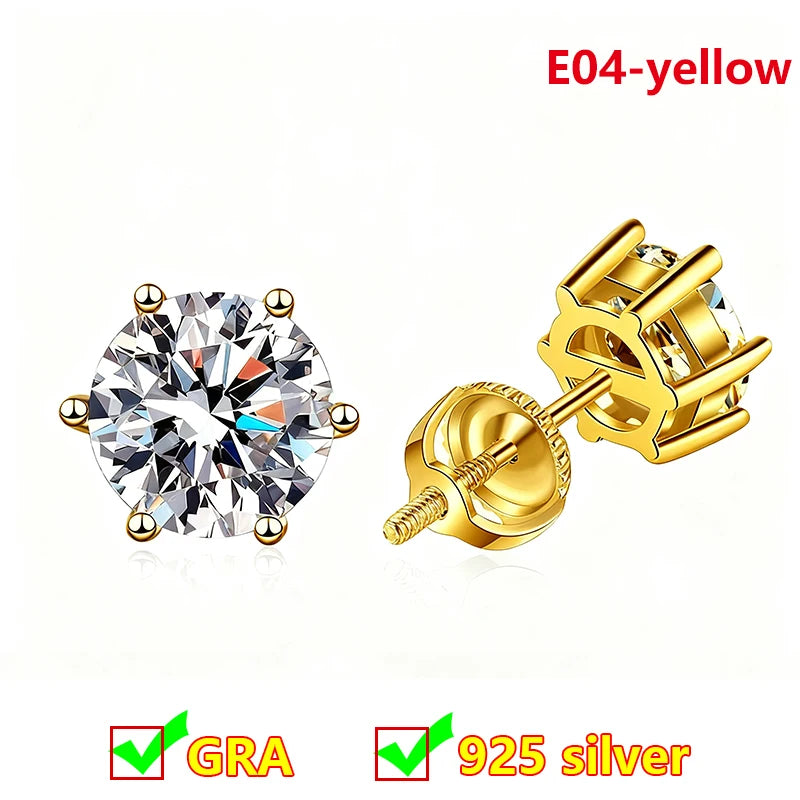 Premium 0.5ct-2ct Moissanite Earring For Women Classic Original 925 Sterling Silver Jewelry Moissanite Diamond Stud Earring