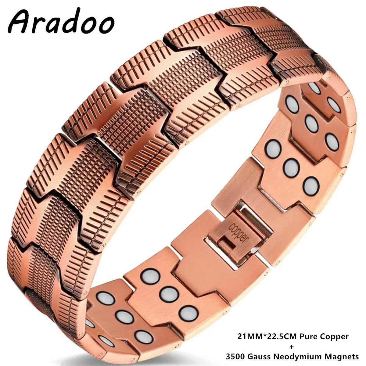 ARADOO Pure Copper Magnetic Bracelets for Men with Double-Row Strong Magnets Bracelet Jewelry Gifts