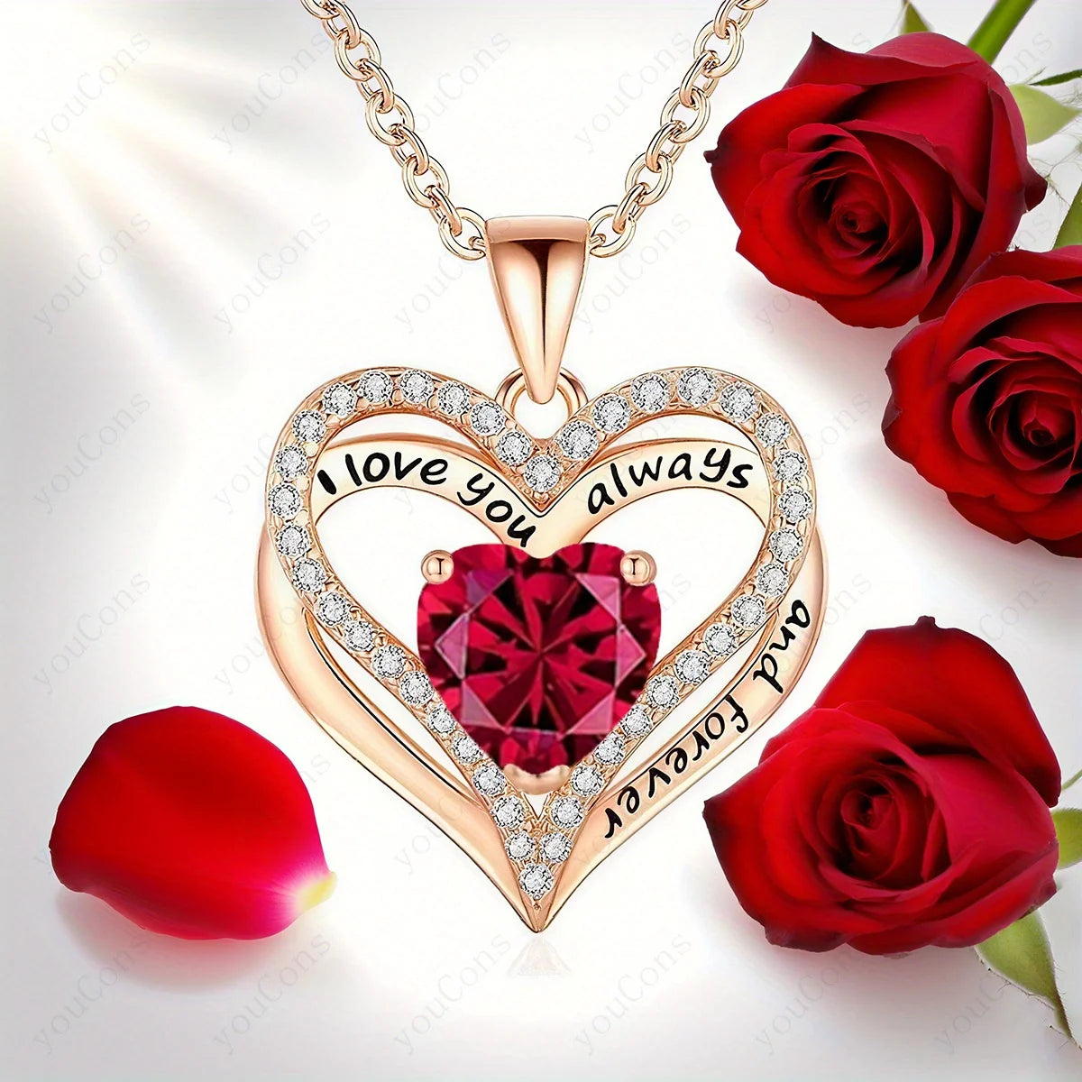 Red Heart Pendant Necklaces With Cute Bear Rose Gift Box For Women Mother Day 2026 Christmas Valentine Wedding Birthday Jewelry