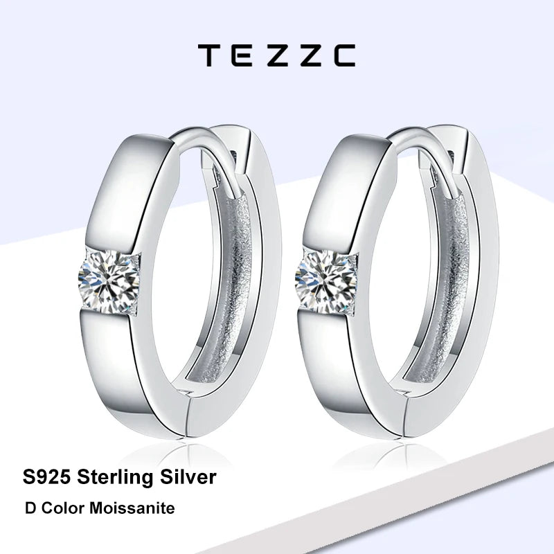 Tezzc D Color Moissanite Earring S925 Sterling Sliver Plated White Gold Hoop Earring for Women Wedding Party Jewelry wholesale