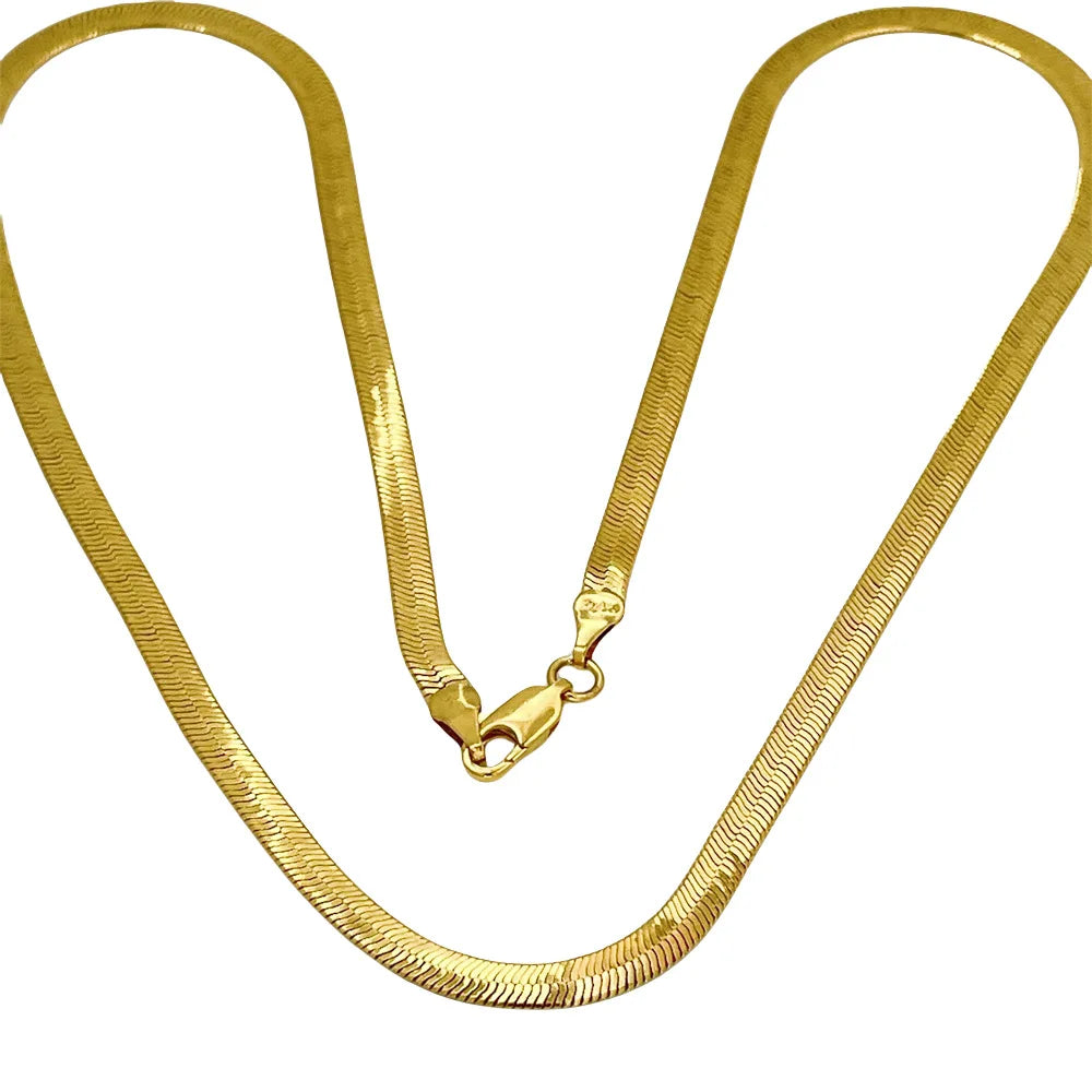 Men's & Women's 24K Gold AU999 Flat Snake Necklace - Pure gold, auspicious snake, perfect couple set, thoughtful gift