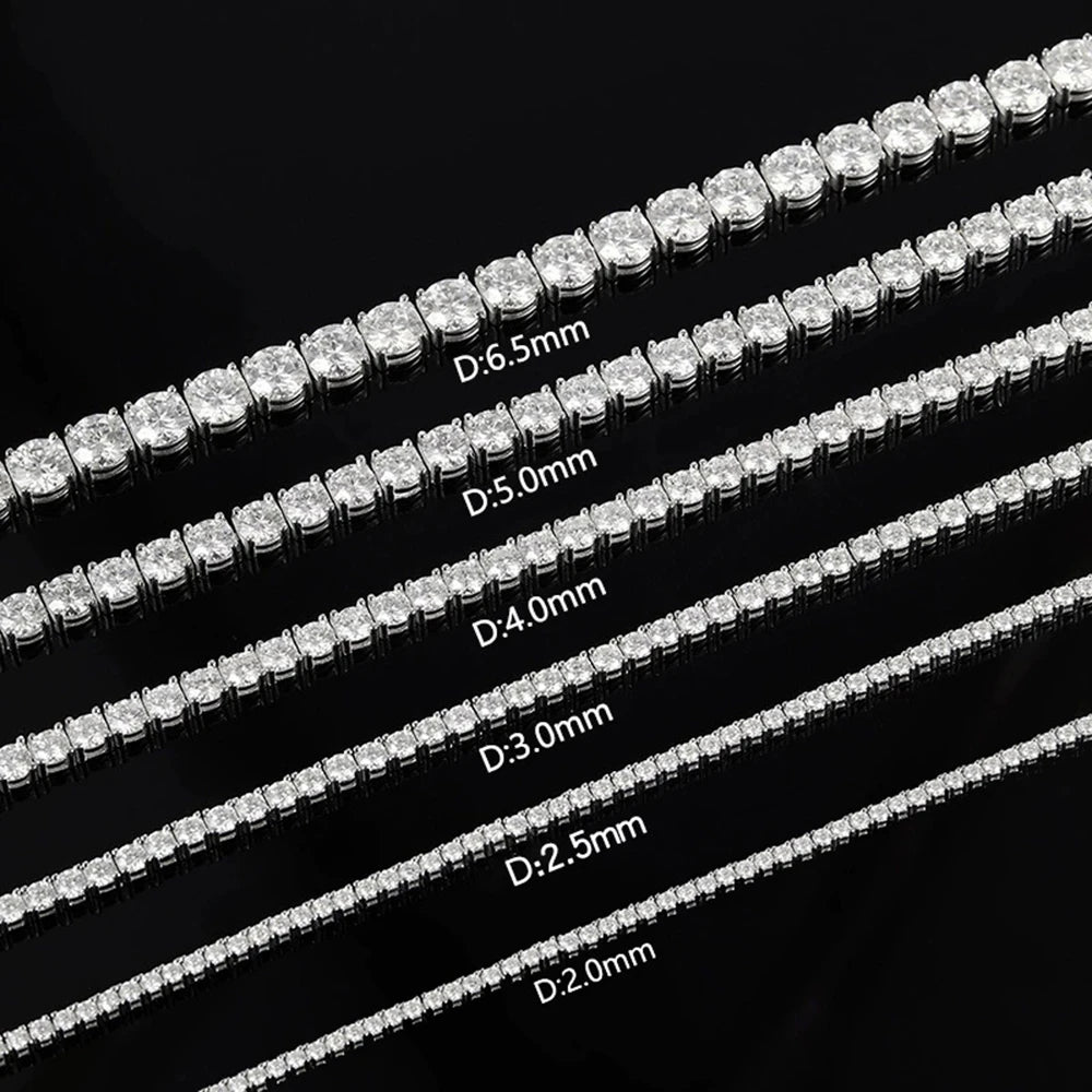 2-8mm D VVS1 Moissanite Tennis Bracelet For Women Men Sparkling Diamond GRA 925 Sterling Silver Plated 18k White Gold Bracelets