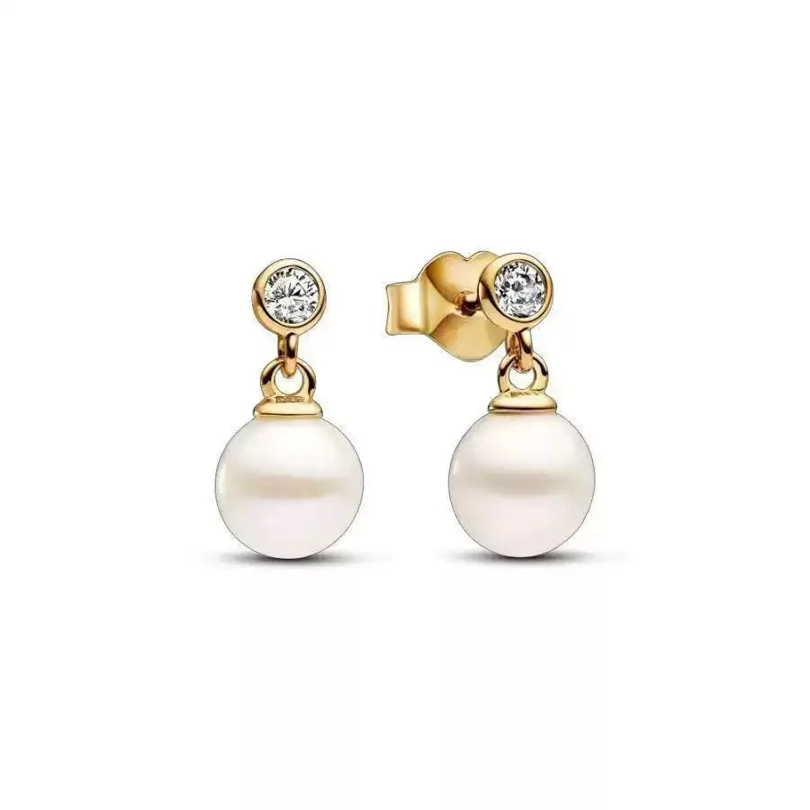 100%925 pure silver classic water-drop heart-shaped round stud earrings Perfect jewelry gift for women's birthday presents