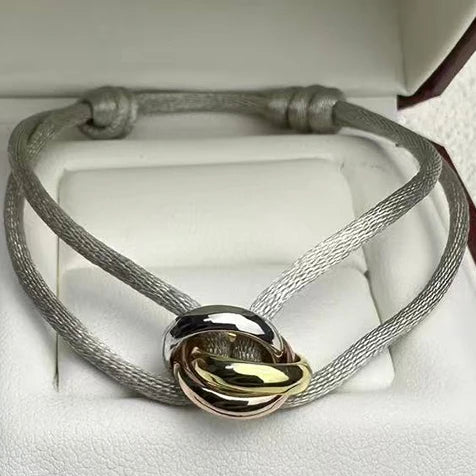 MESSITOK Classic luxury jewelry S 925 silver three ring tri color cross couple bracelet. Holiday gifts. Not fading. Not allergic