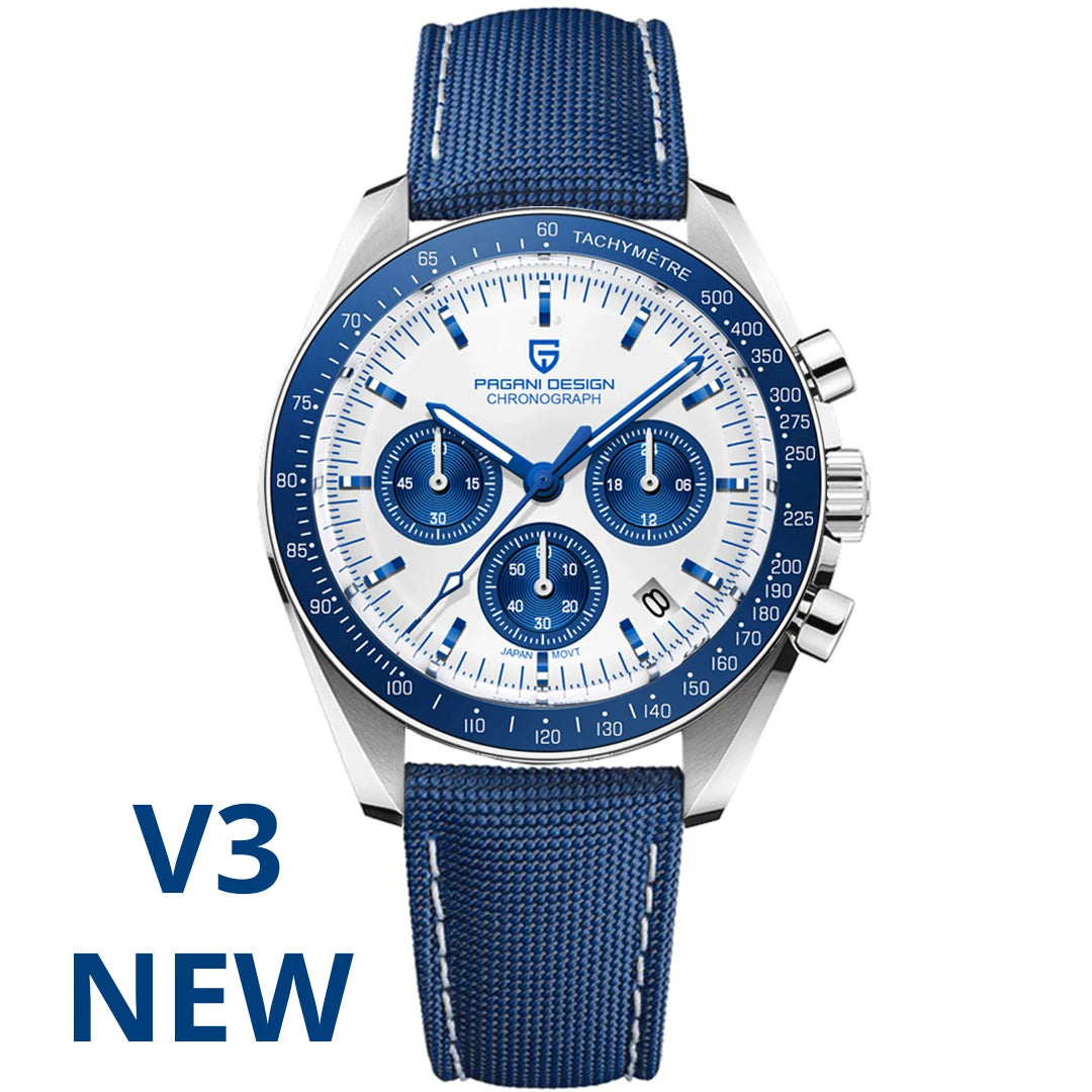PAGANI DESIGN Silver Gold Moon Watches Luxury Quartz Watch For Men Auto Date Chronograph AR Sapphire crystal watch Men 2025 New