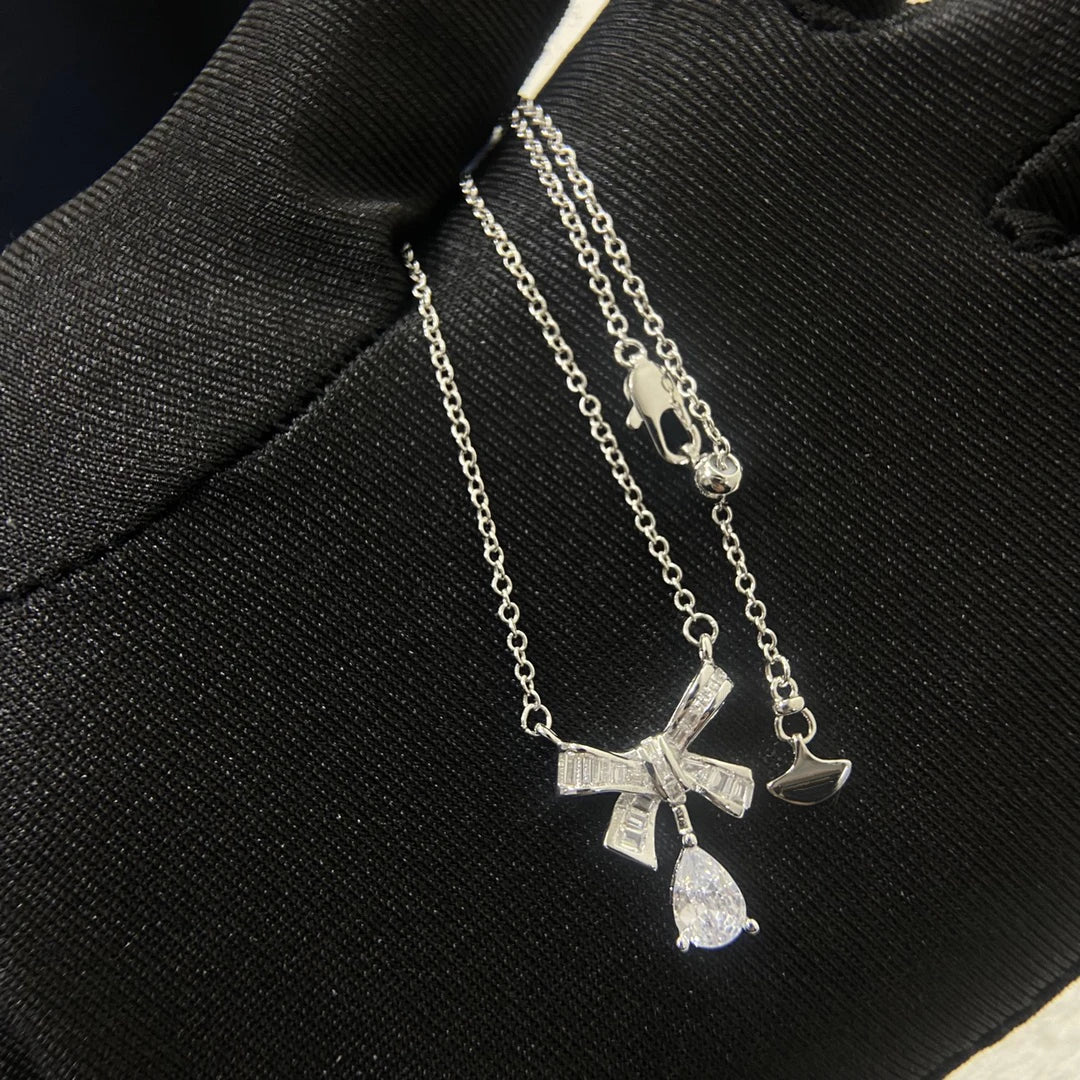 S925 Silver Women's Necklace, Fashionable Design Pentagram and Butterfly Pendant Necklace, Holiday Gift