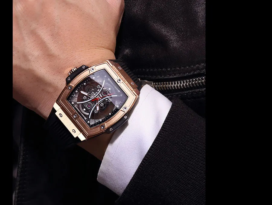 MEGIR & RUIMAS Military Sport Watch for Men Fashion Silicone Strap Analog Quartz Wristwatch with Luminous Hands Tonneau Dial 334