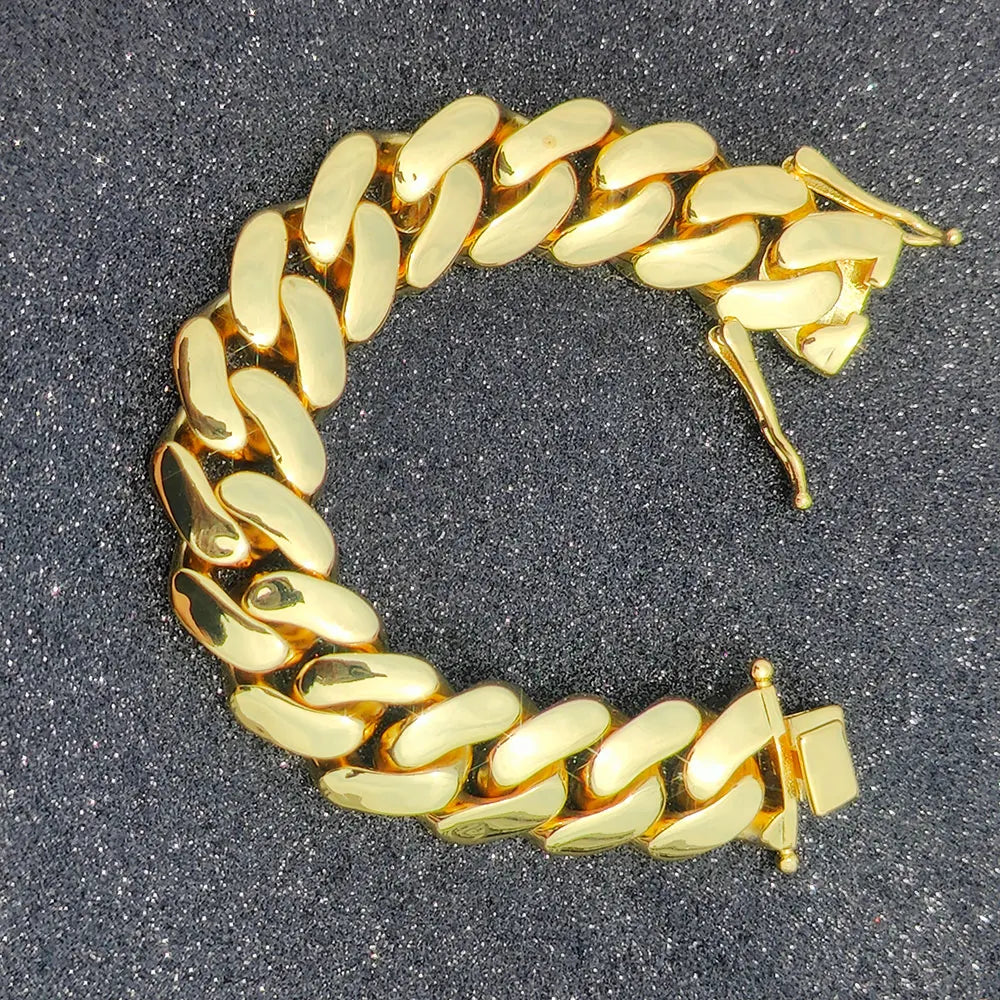Men's 10-22mm Cuban Link Bracelet Hip Hop Heavy Brass Miami Cuban Link Chain Chunky Bracelet Jewelry For Boy Gift Drop Shipping