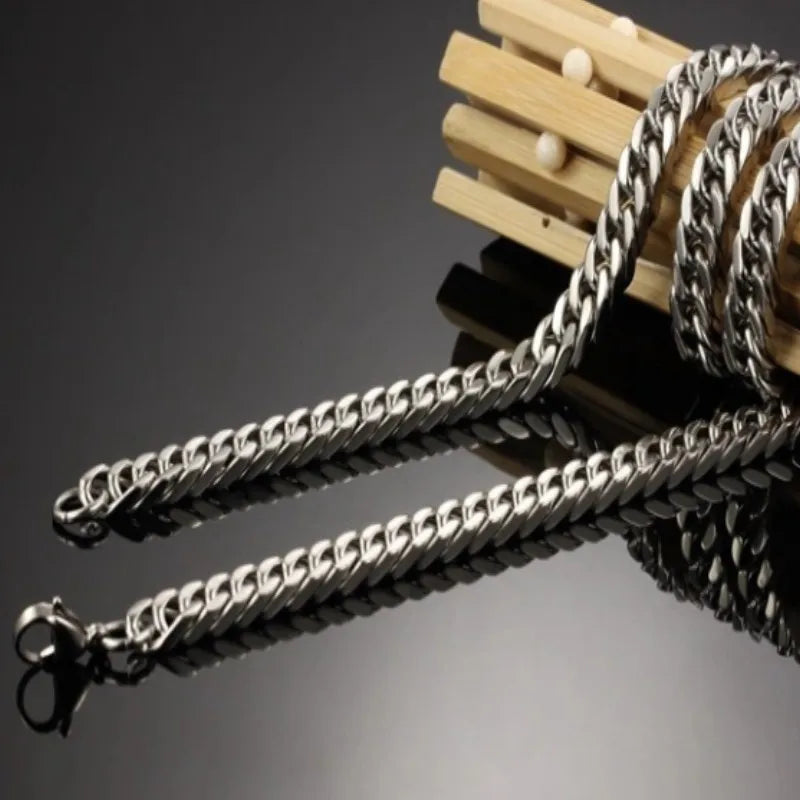 HNSP 316L Stainless Steel Cuban Chain Necklace For Men Punk Neck Male Jewelry Accessories Gift 8mm-14mm Thick Heavy Chains