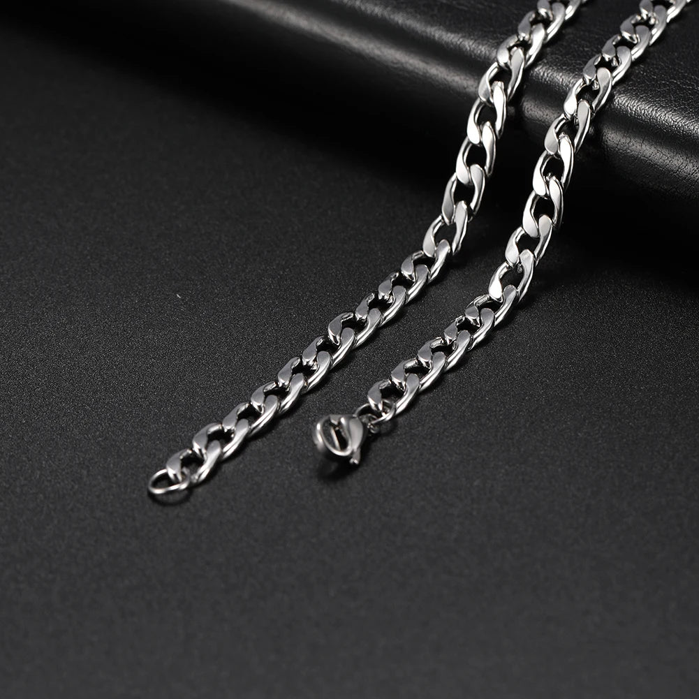 My Shape 3mm-10mm Cuban Chain Stainless Steel Necklaces for Men Male Chains Figaro Box Chain Choker Punk Jewelry 45cm 50cm 60cm