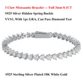 EWYA 3 Prong 2.5mm 3mm Full D Color Moissanite Diamond Tennis Bracelet for Women 925 Silver Link Chain Spring Buckle Bracelets