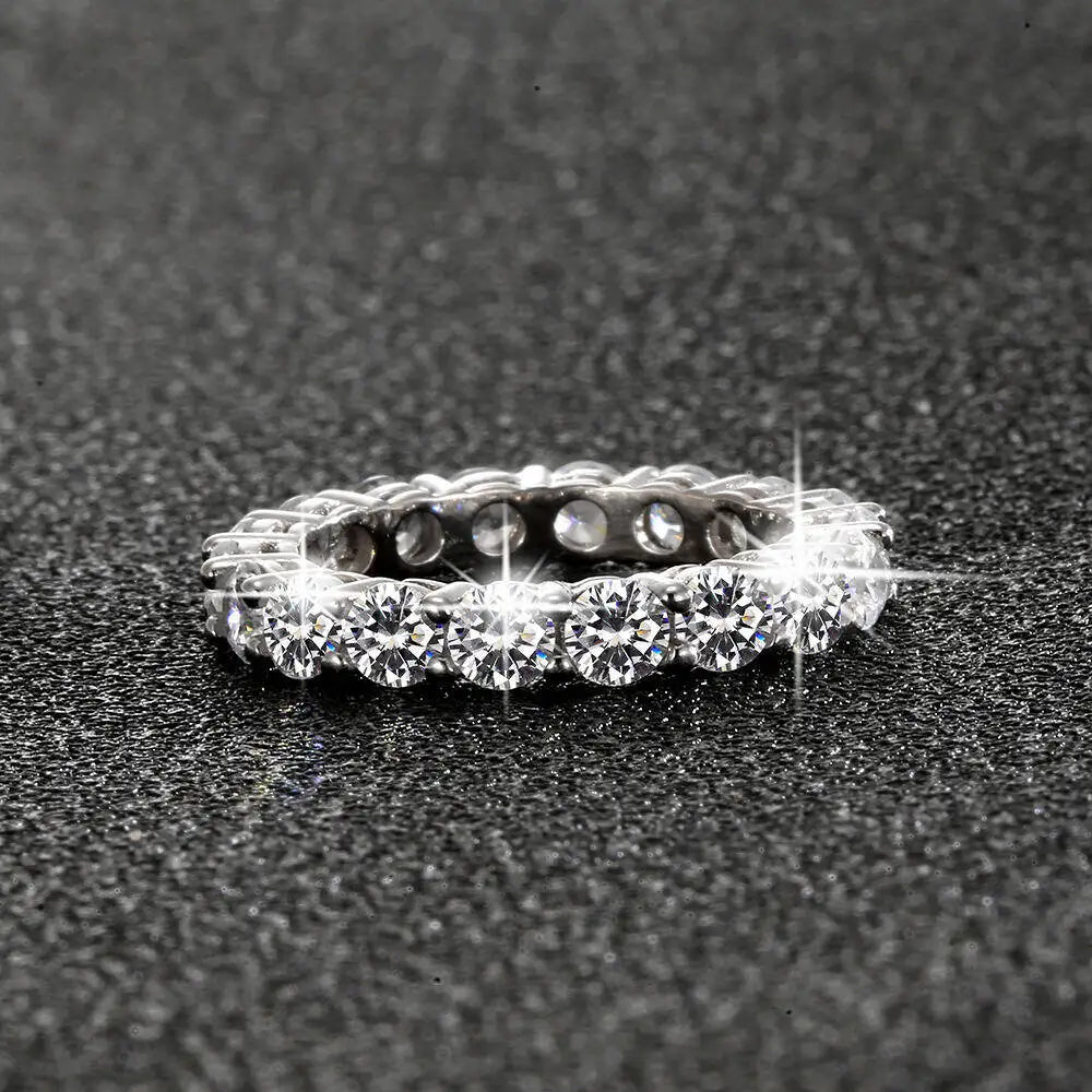 5mm 7ct Colorful Moissanite Ring 925 Sliver Plated With White Gold Wedding Band Eternity Band Engagement Rings For Women Jewelry