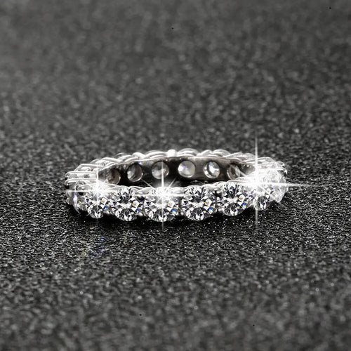 5mm 7ct Colorful Moissanite Ring 925 Sliver Plated With White Gold Wedding Band Eternity Band Engagement Rings For Women Jewelry
