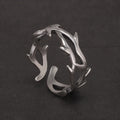 925 Sterling Silver Gothic Thorn Couple Rings for Women Men Punk Retro Cool Spiky Finger Ring Adjustable Hip-hop Y2k Jewelry