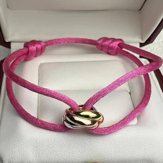 MESSITOK Classic luxury jewelry S 925 silver three ring tri color cross couple bracelet. Holiday gifts. Not fading. Not allergic
