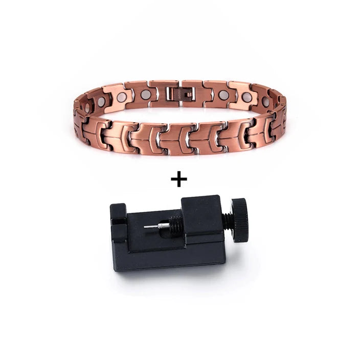 Vinterly Magnetic Pure Copper Bracelet Men 12mm Wide Wristband Metal Magnet Therapy Hand Chain Link Health Energy Male Jewelry